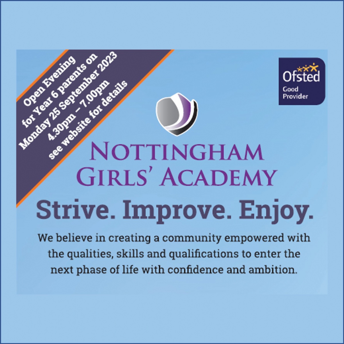 Nottingham Girls Academy Open Evening Monday 25th September 2023 430pm 7pm